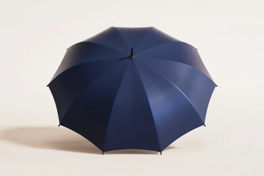 A navy blue umbrella, symbolizing Social Security as a retirement safety net